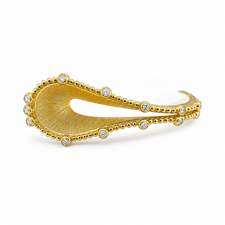 18K Gold Plated Sterling Silver & CZ Celestial Wave Cuff Bracelet