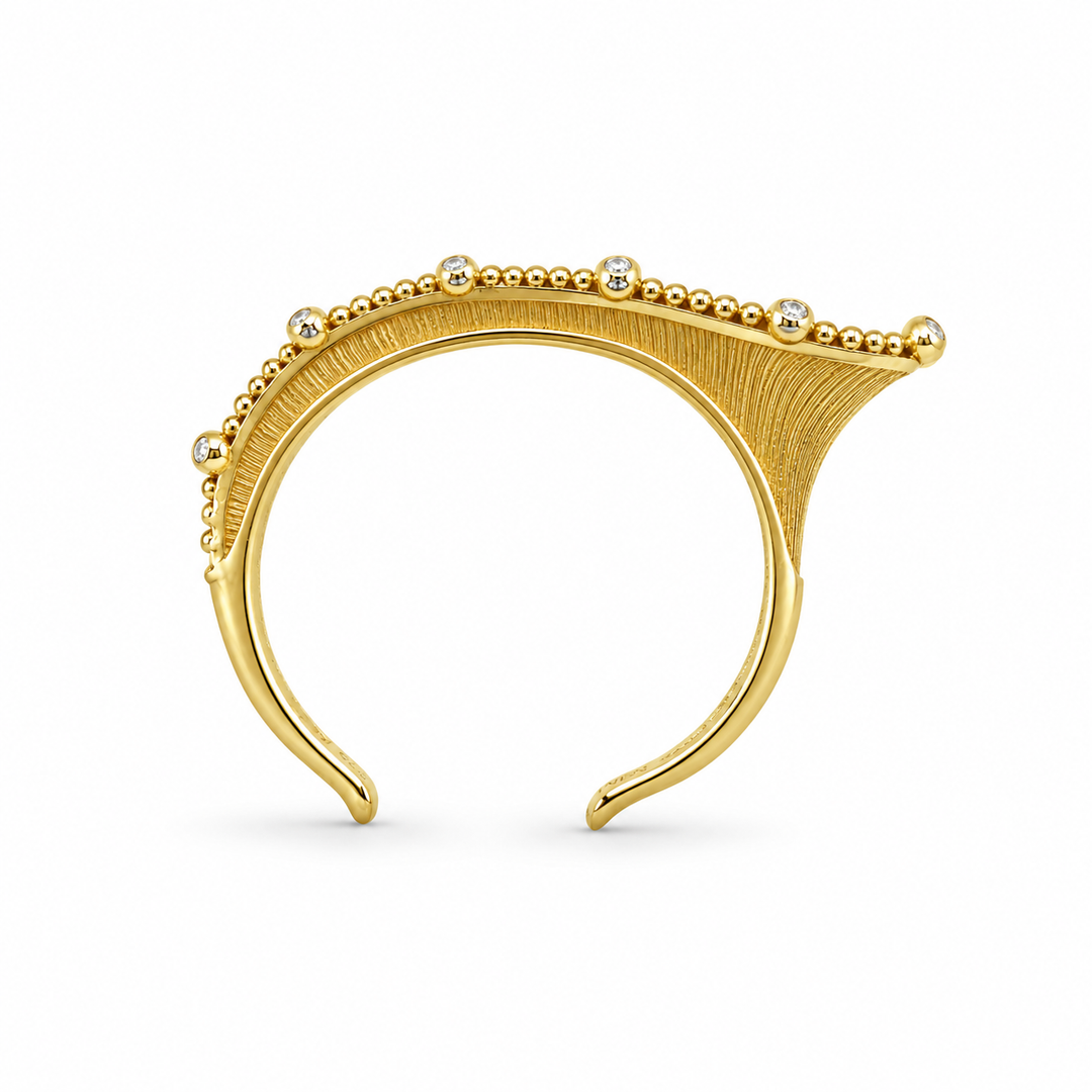 18K Gold Plated Sterling Silver & CZ Celestial Wave Cuff Bracelet