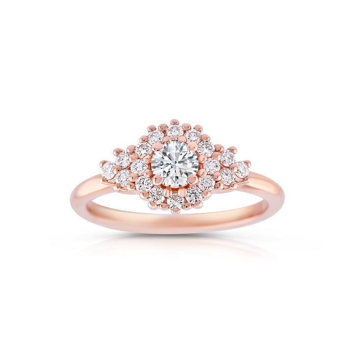 14K Rose Gold Halo Diamond Engagement Ring ~ 2/3 Ct
