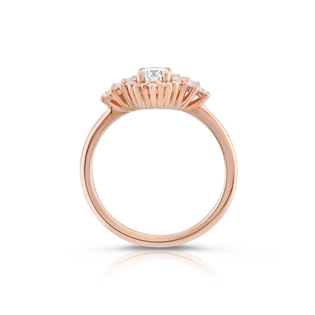 14K Rose Gold Halo Diamond Engagement Ring ~ 2/3 Ct