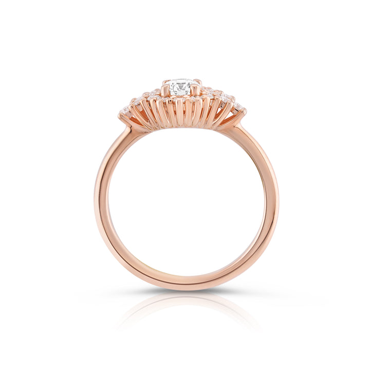 14K Rose Gold Halo Diamond Engagement Ring ~ 2/3 Ct