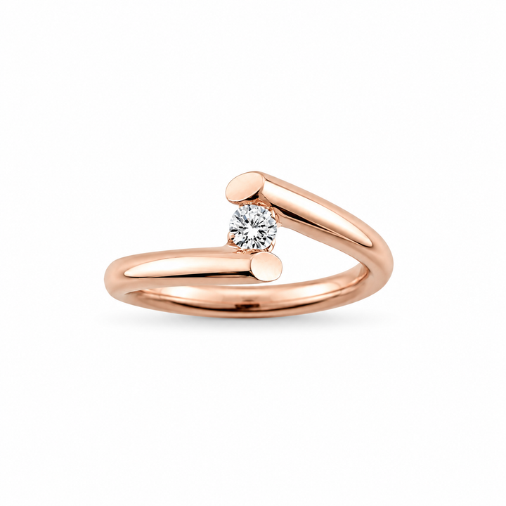 14K Rose Gold Open Diamond Solitaire ~ 1/10 Ct