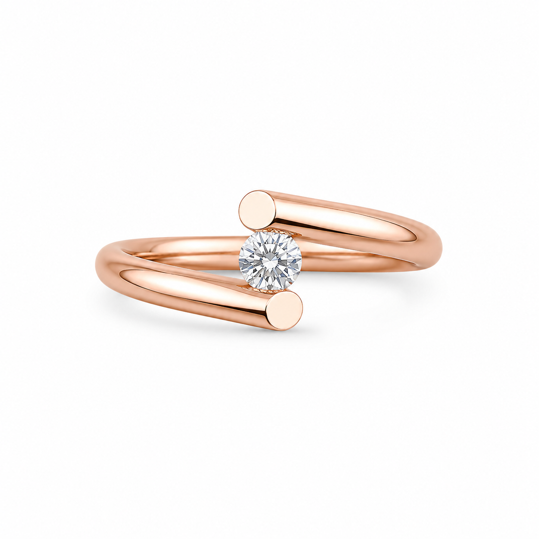 14K Rose Gold Open Diamond Solitaire ~ 1/10 Ct