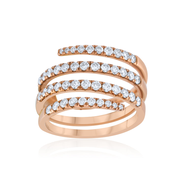 14K Rose Gold Diamond Bypass Ring ~ 1 ½ Ct