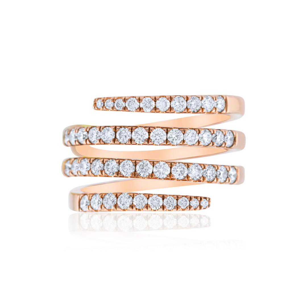 14K Rose Gold Diamond Bypass Ring ~ 1 ½ Ct