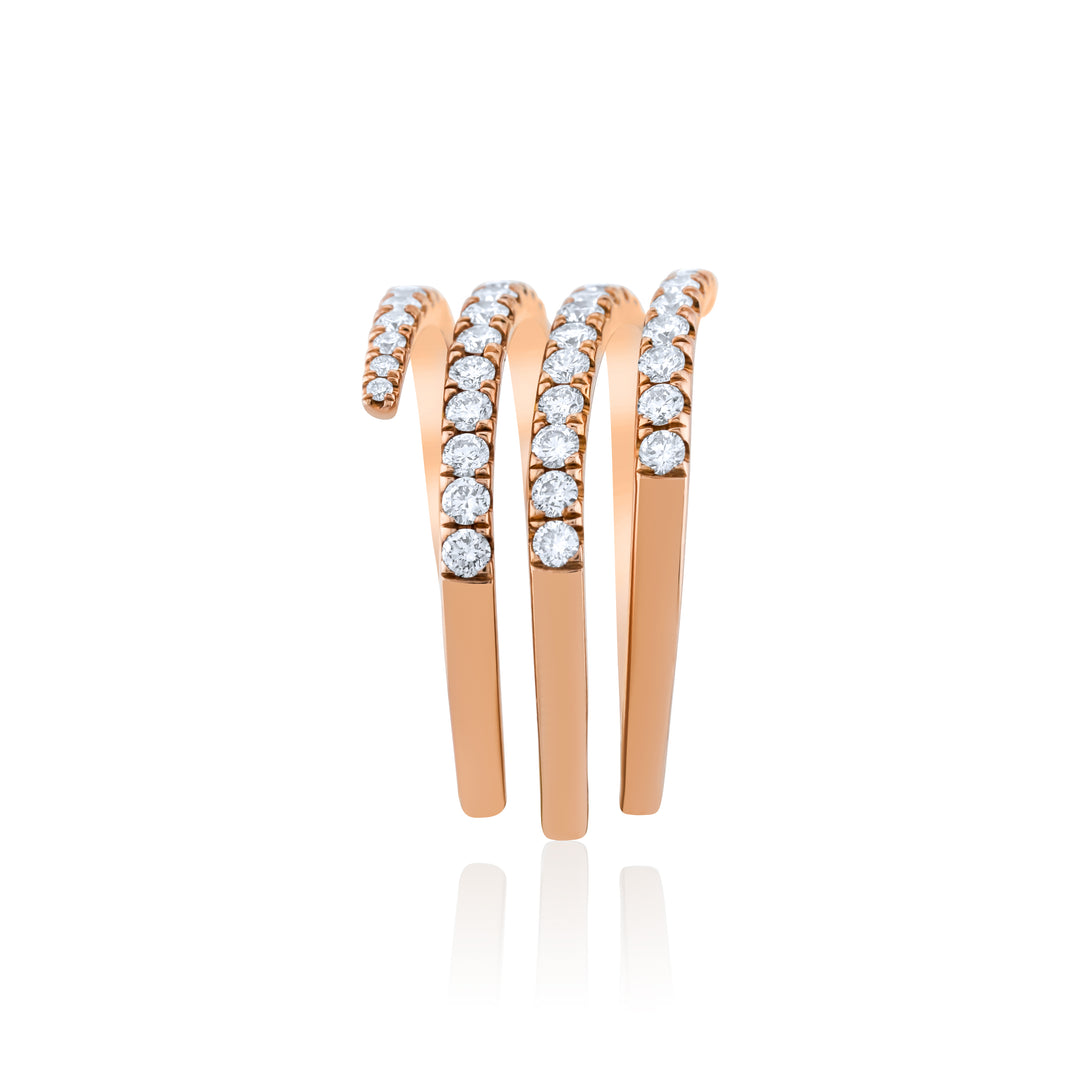 14K Rose Gold Diamond Bypass Ring ~ 1 ½ Ct