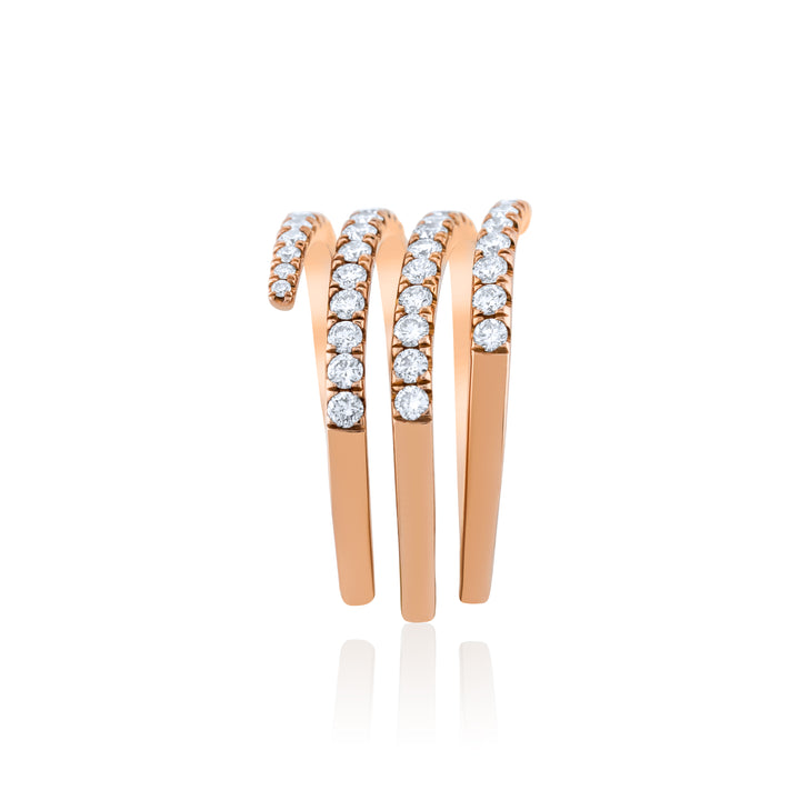 14K Rose Gold Diamond Bypass Ring ~ 1 ½ Ct