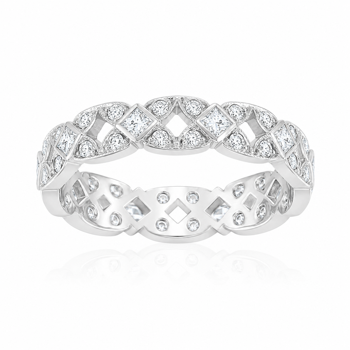 Platinum Diamond Vintage Lattice Band ~ 1 Ct
