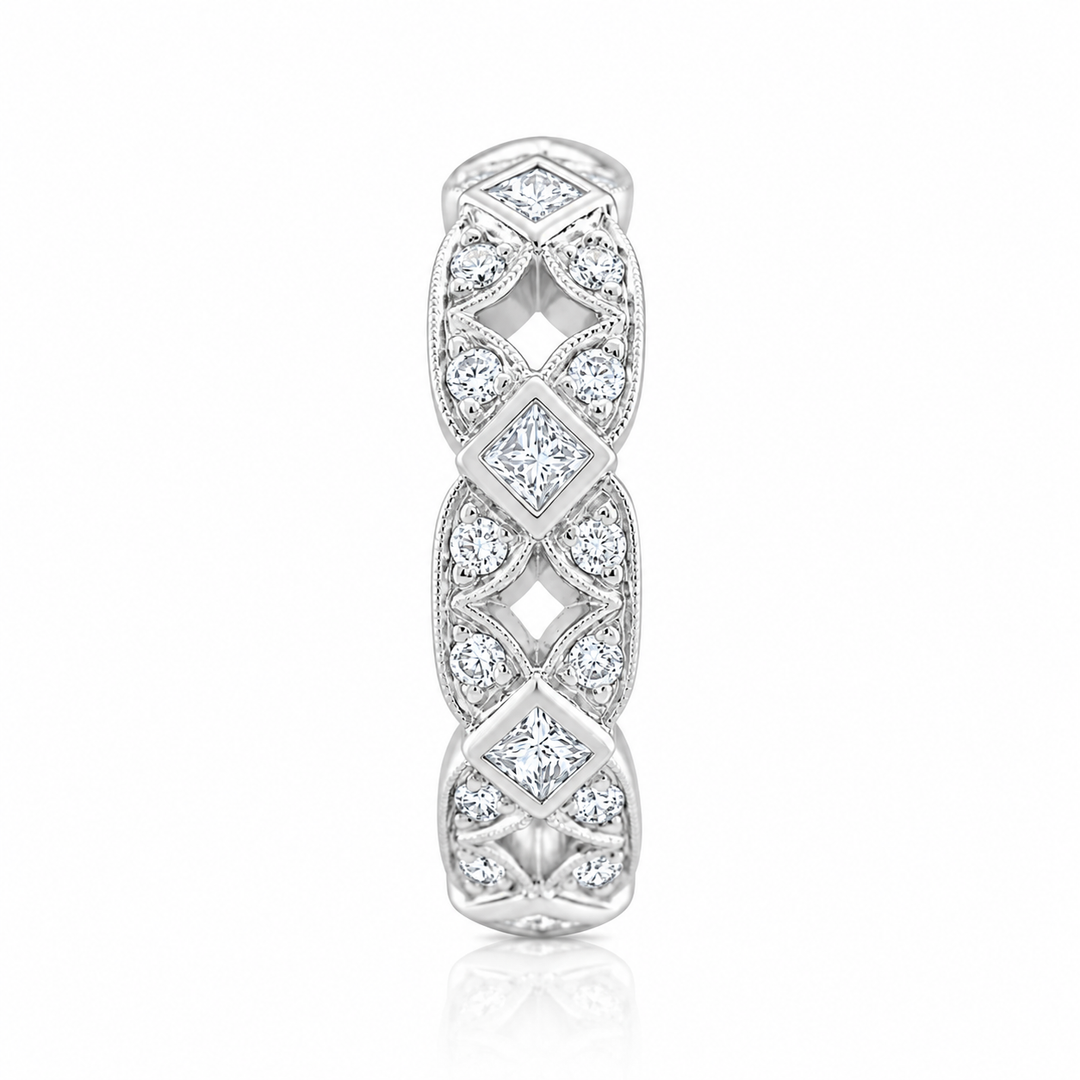 Platinum Diamond Vintage Lattice Band ~ 1 Ct