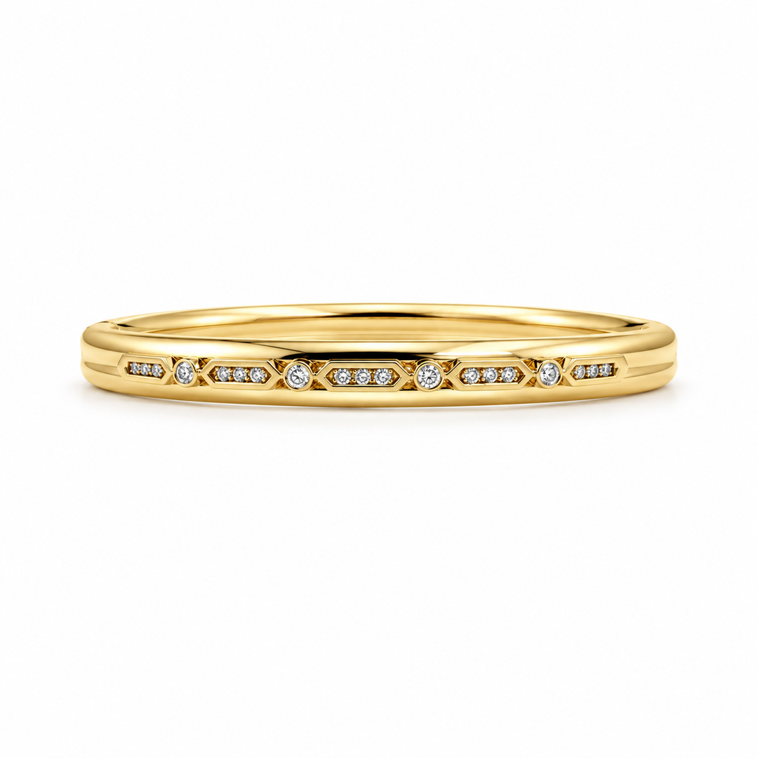 14K Yellow Gold Vintage-Inspired Diamond Bangle ~ ½ Ct