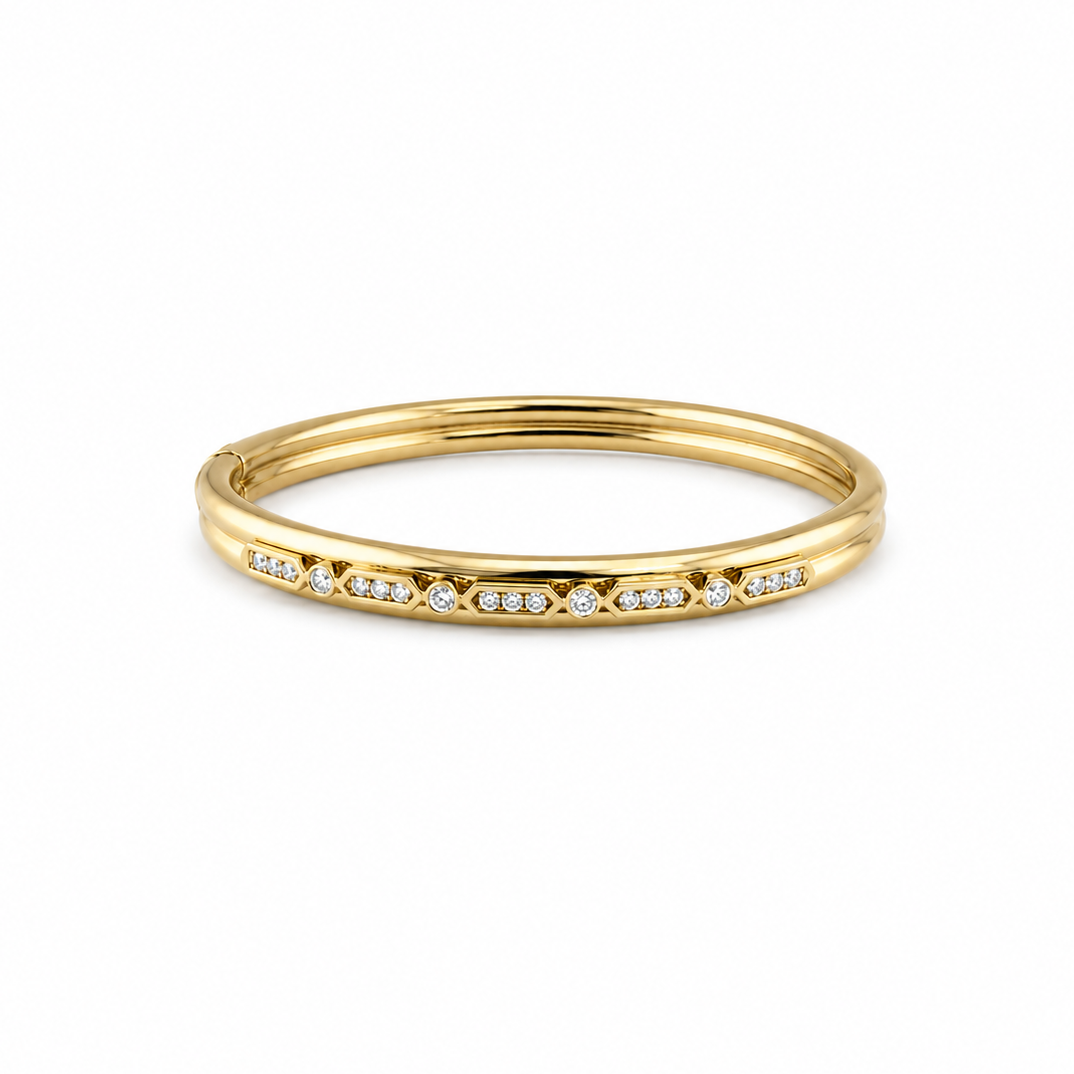 14K Yellow Gold Vintage-Inspired Diamond Bangle ~ ½ Ct