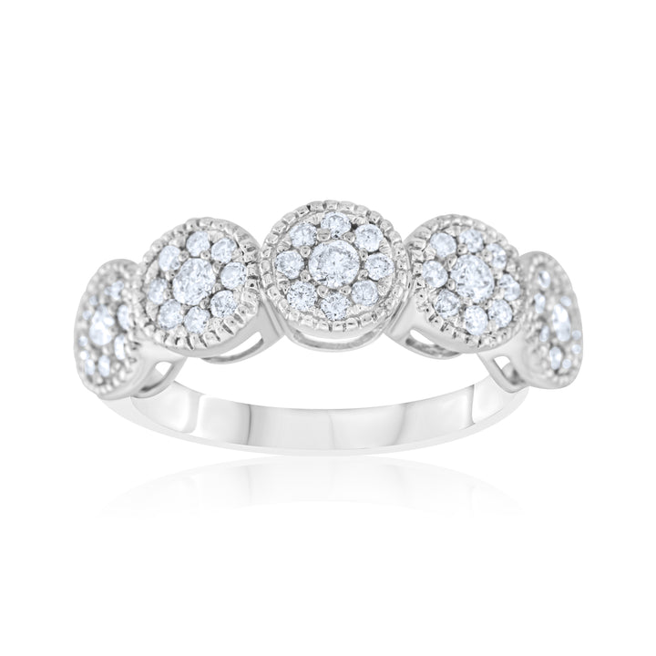 14K White Gold Diamond Cluster Band 2/3 Ct