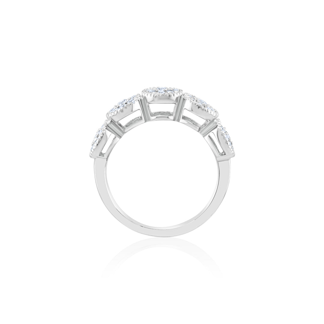 14K White Gold Diamond Cluster Band 2/3 Ct