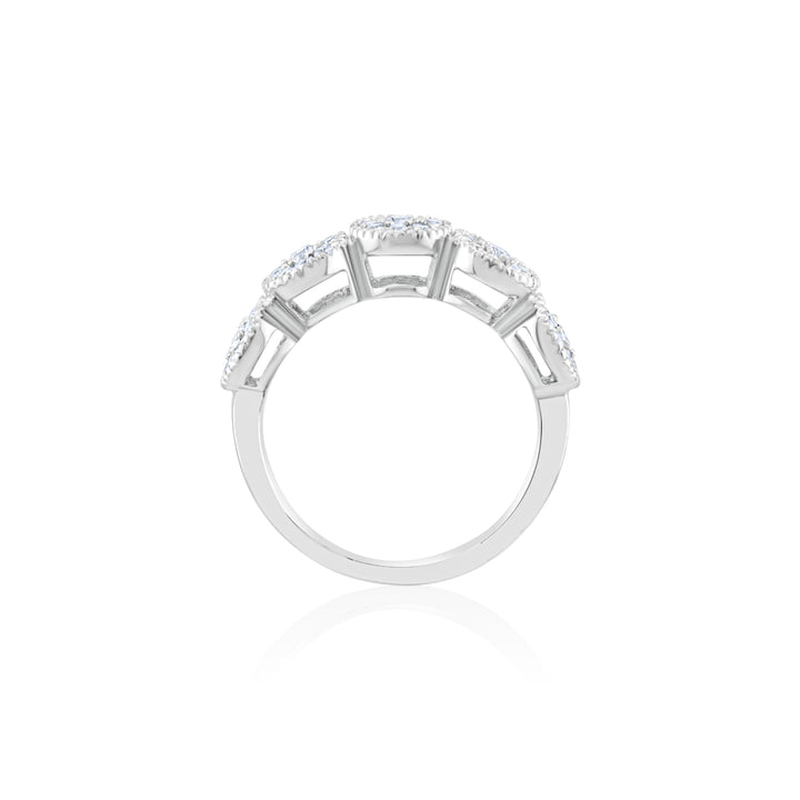 14K White Gold Diamond Cluster Band 2/3 Ct