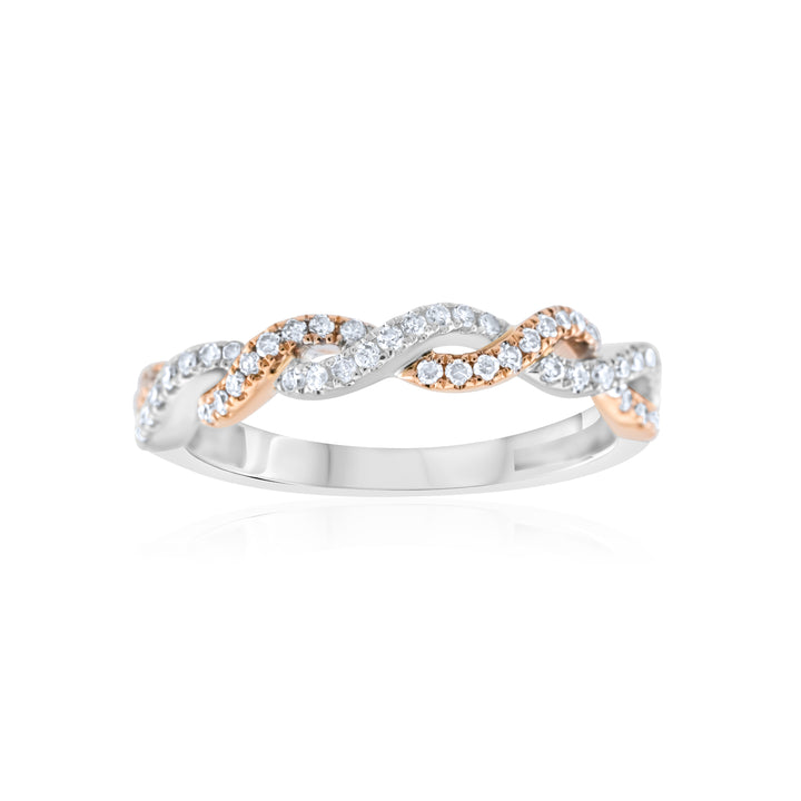 14K Two-Tone Gold Diamond Intertwined Stackable Band ~ ¾ Ct