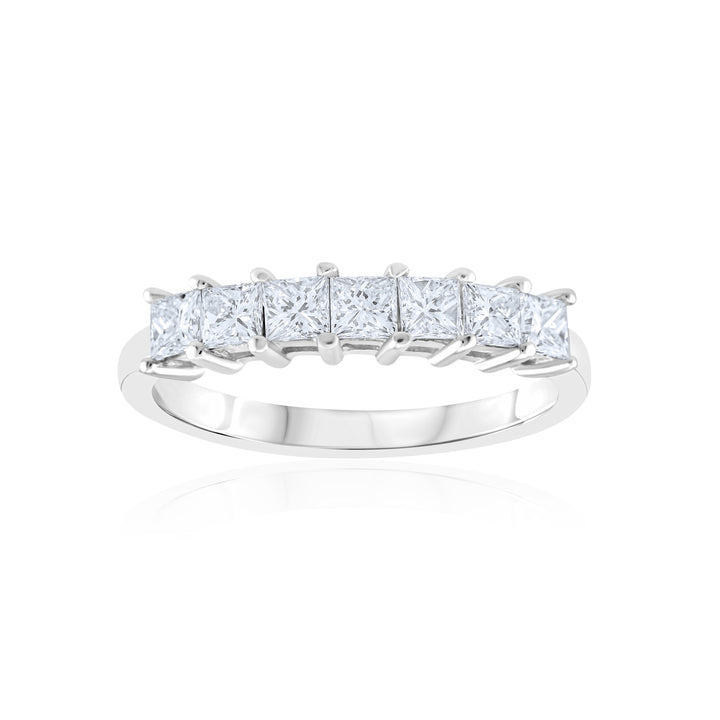 14K White Gold Princess Cut Diamond Band ~ 1 Ct