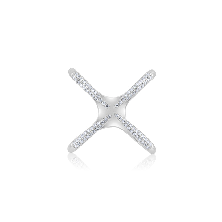 14K White Gold Diamond Open Crossover Ring ~ ½ Ct