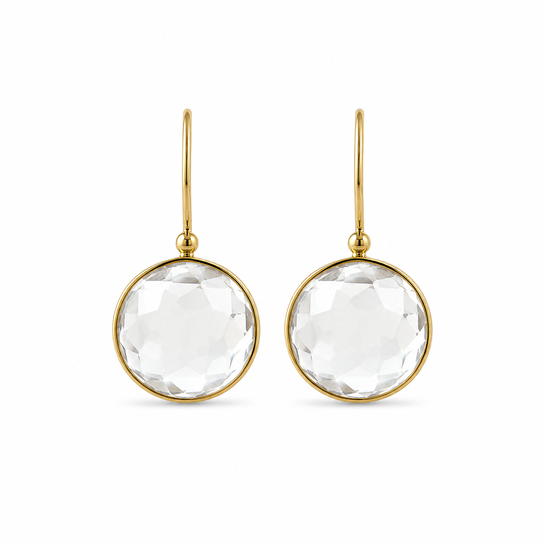 14K Yellow Gold Quartz Drop Earrings