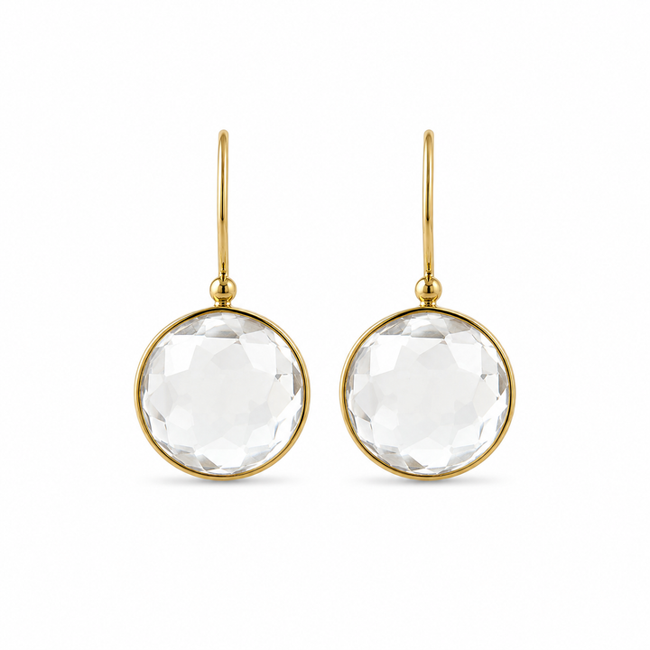 14K Yellow Gold Quartz Drop Earrings