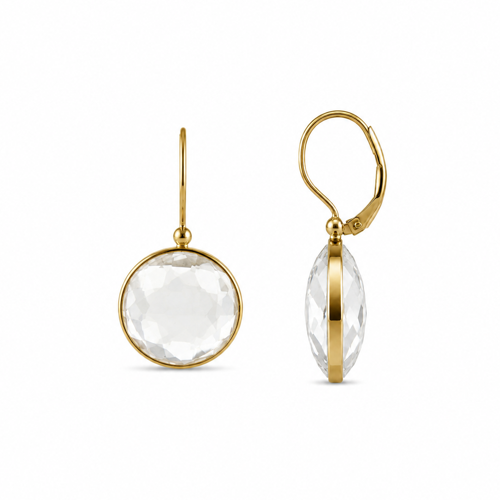 14K Yellow Gold Quartz Drop Earrings