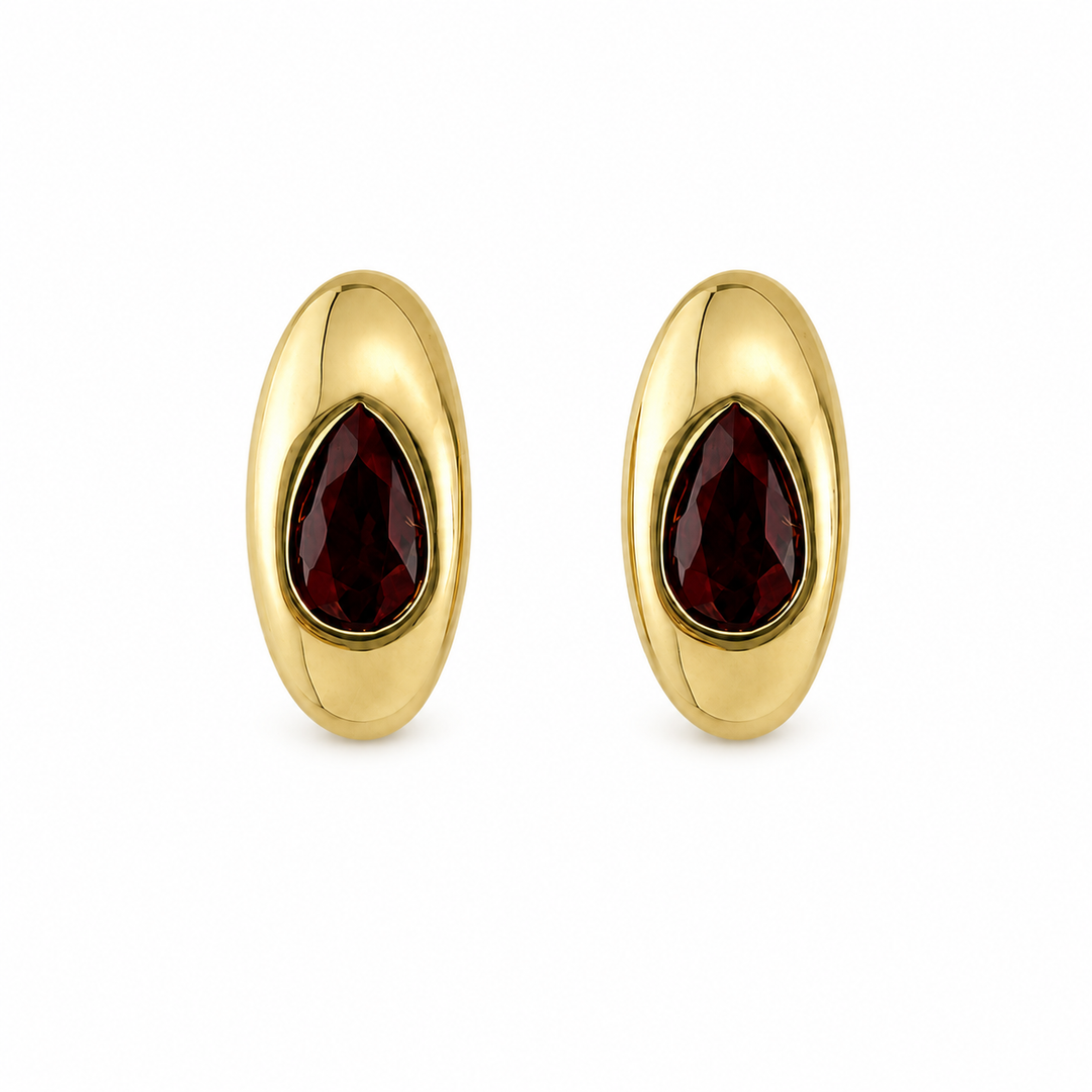 14K Yellow Gold Ruby Huggies Earrings ~ ¾ Ct