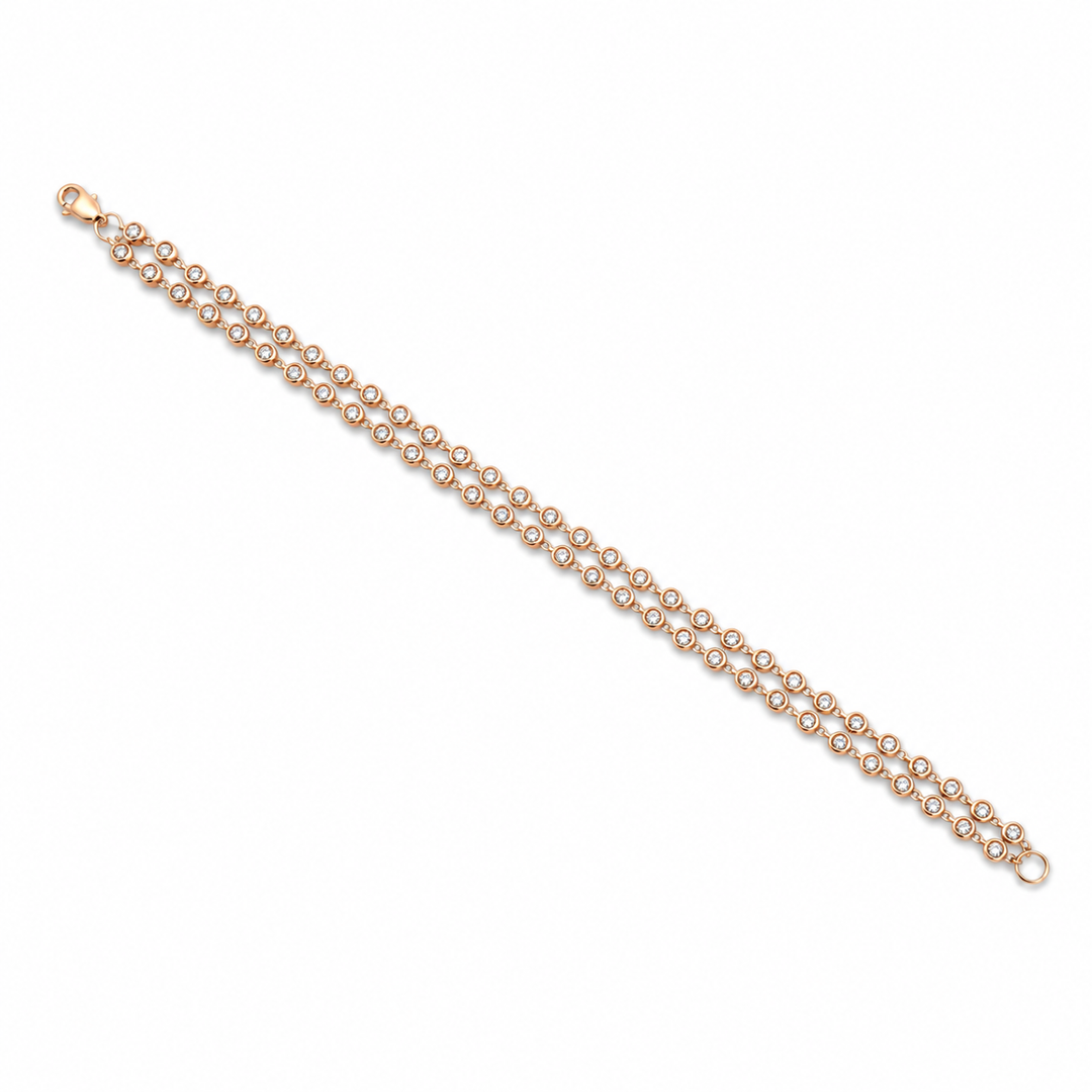 14K Rose Gold Double-Row Diamond Tennis Bracelet ~ 2 Ct