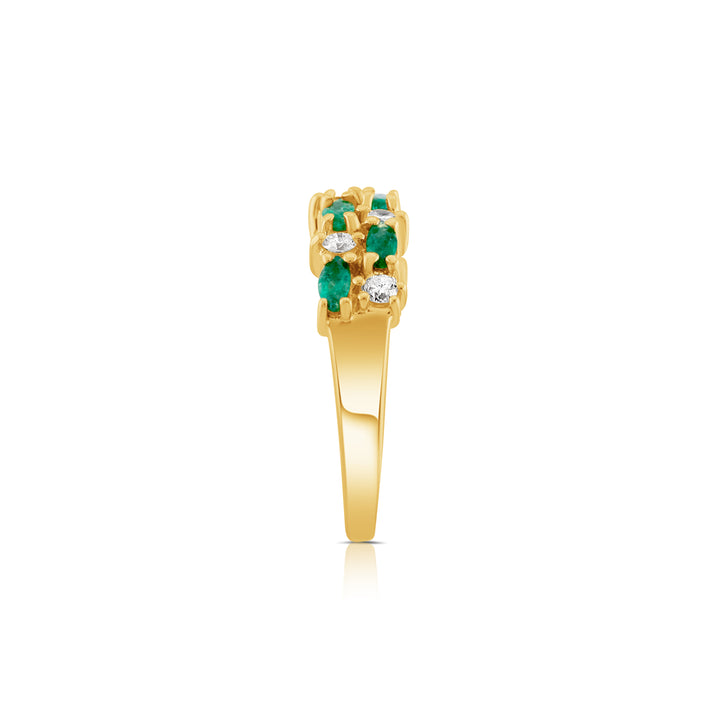 14K Yellow Gold Diamond & Emerald Band ~ 1 Ct