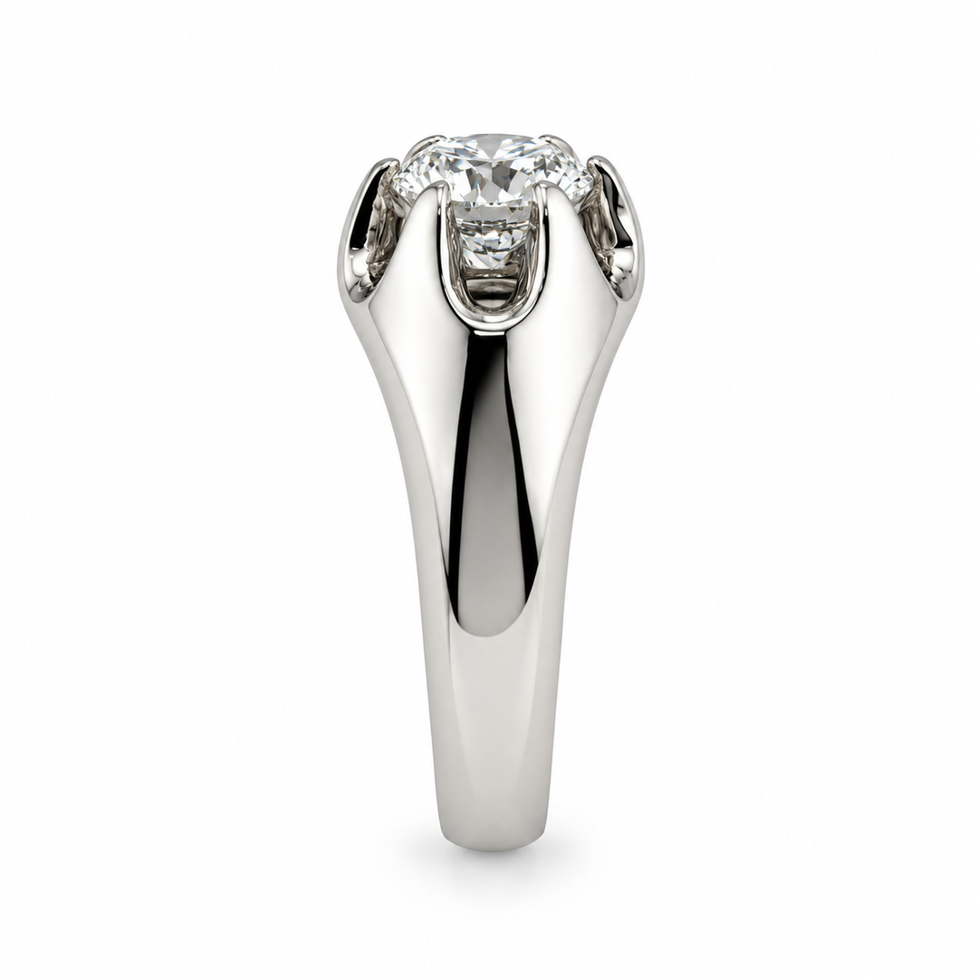14K White Gold Lab Diamond Sculpted Men’s Ring 1.57 Ct