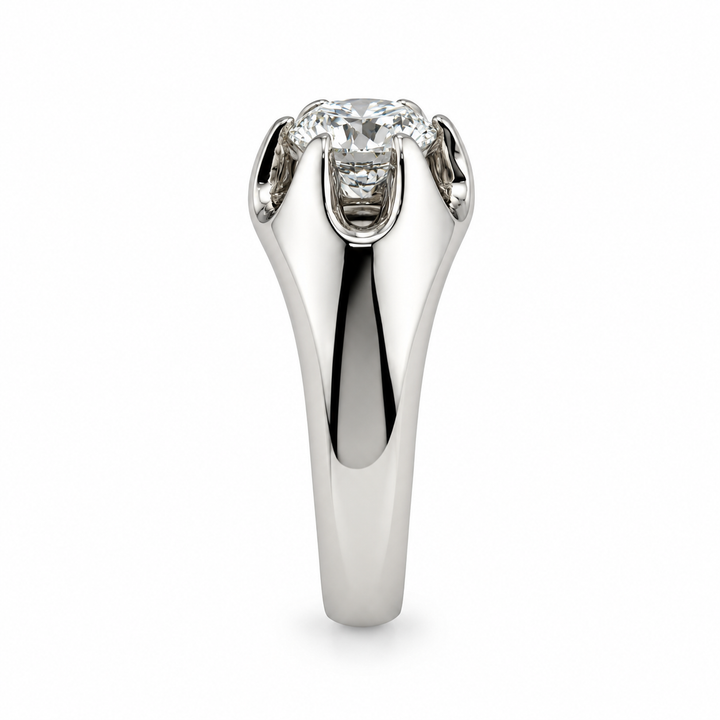 14K White Gold Lab Diamond Sculpted Men’s Ring 1.57 Ct