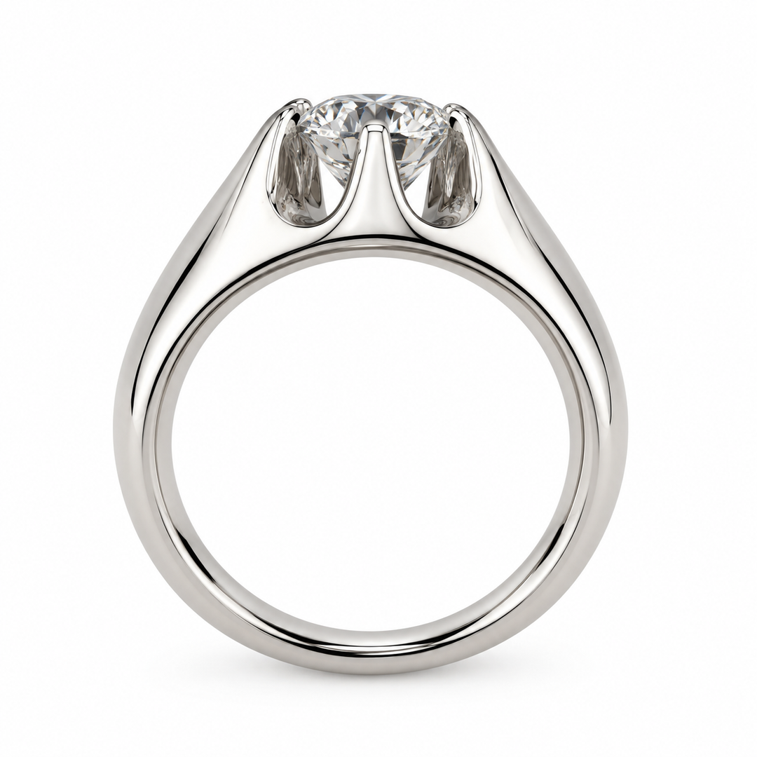 14K White Gold Lab Diamond Sculpted Men’s Ring 1.57 Ct