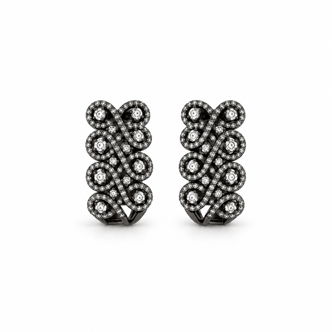 14K Black Gold Diamond Earrings ~ 2 Ct
