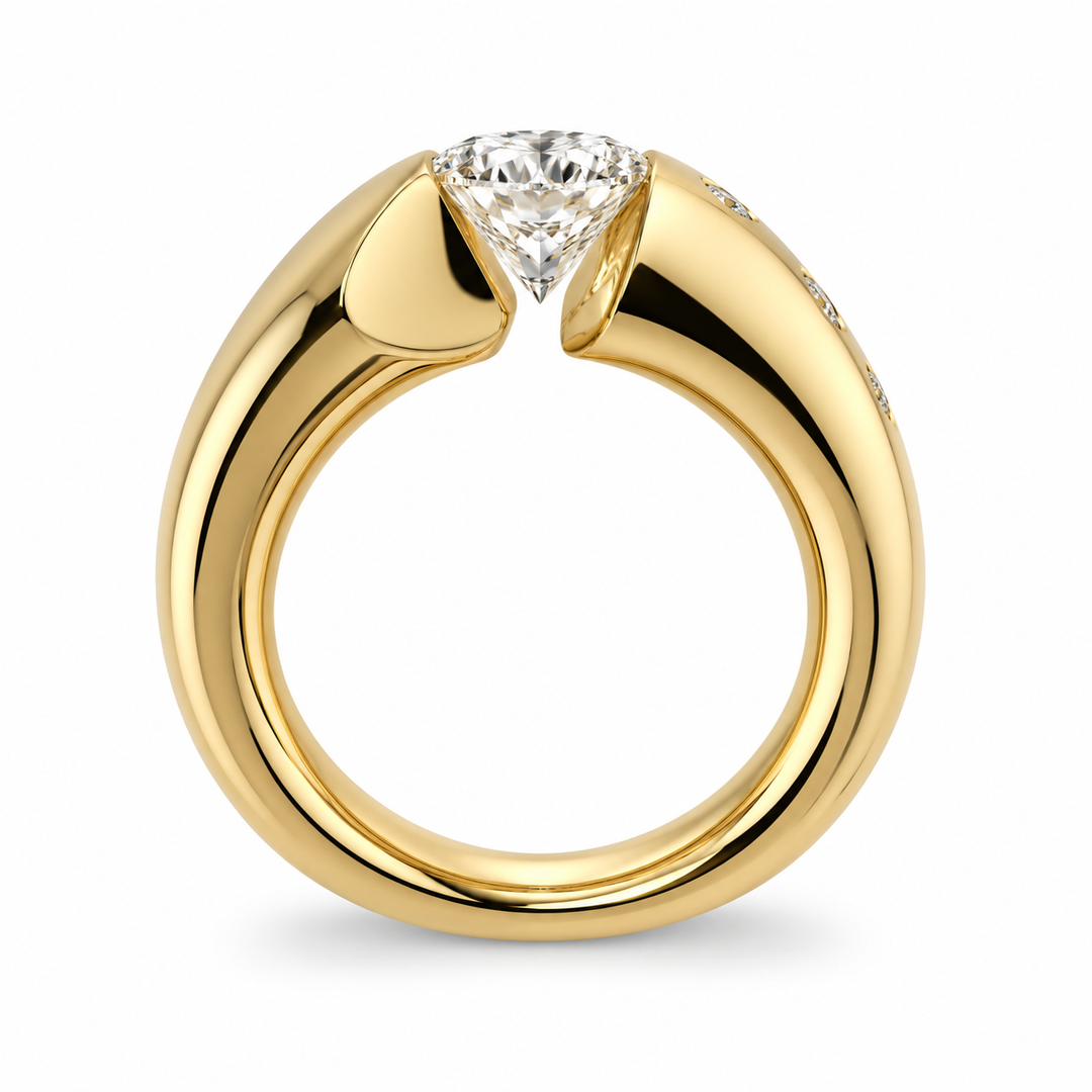 18K Yellow Gold Lab Diamond Asymmetrical Bypass Ring ~ 1 ¼ Ct