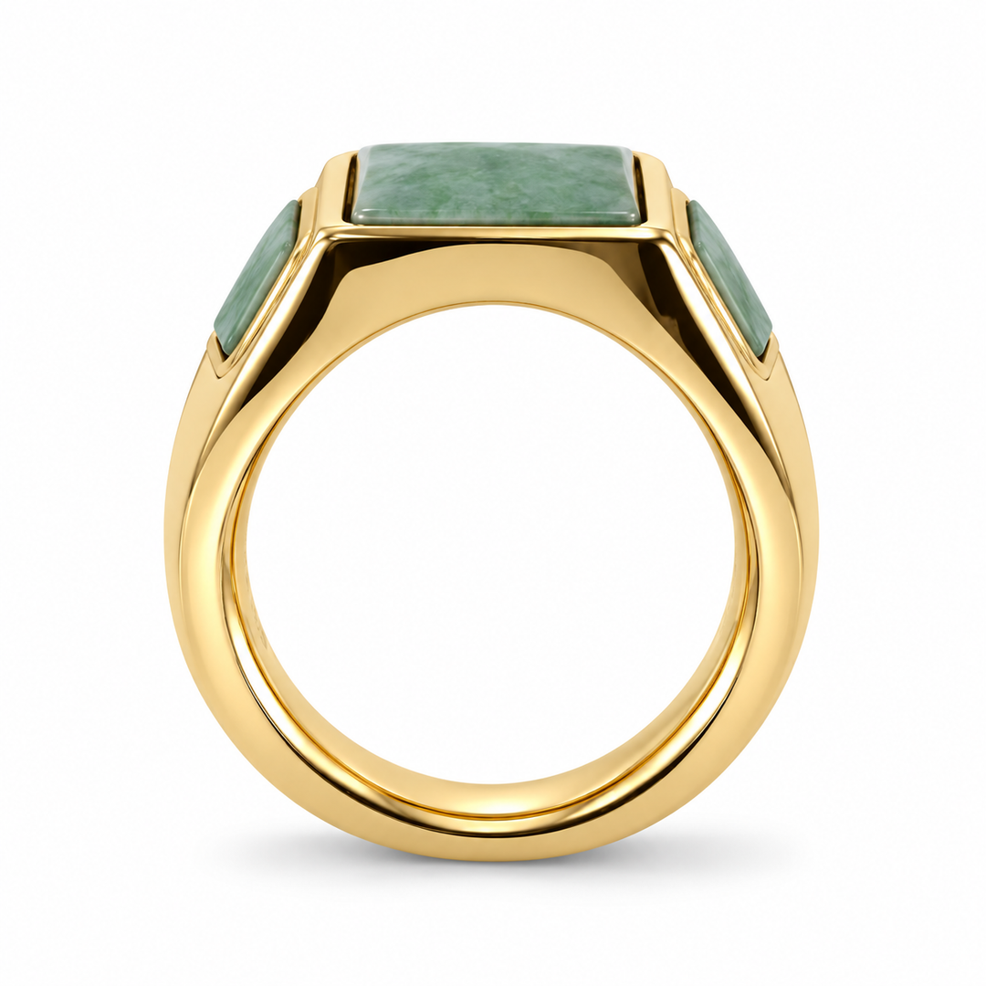 14K Yellow Gold Jade Ring ~ 2 Ct
