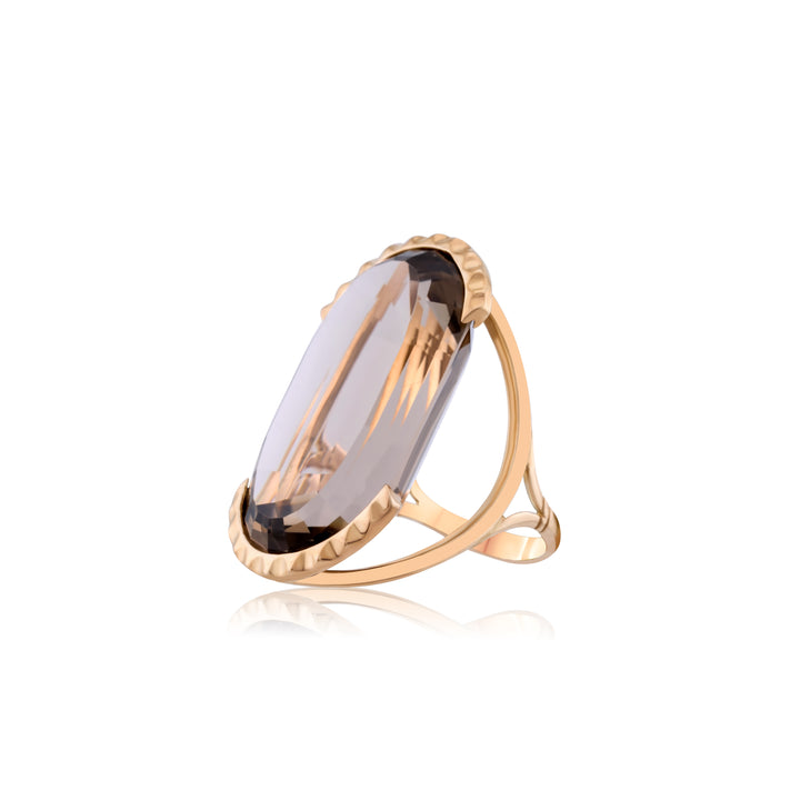 14K Rose Gold Smoky Topaz Showpiece Ring ~ 40 Ct