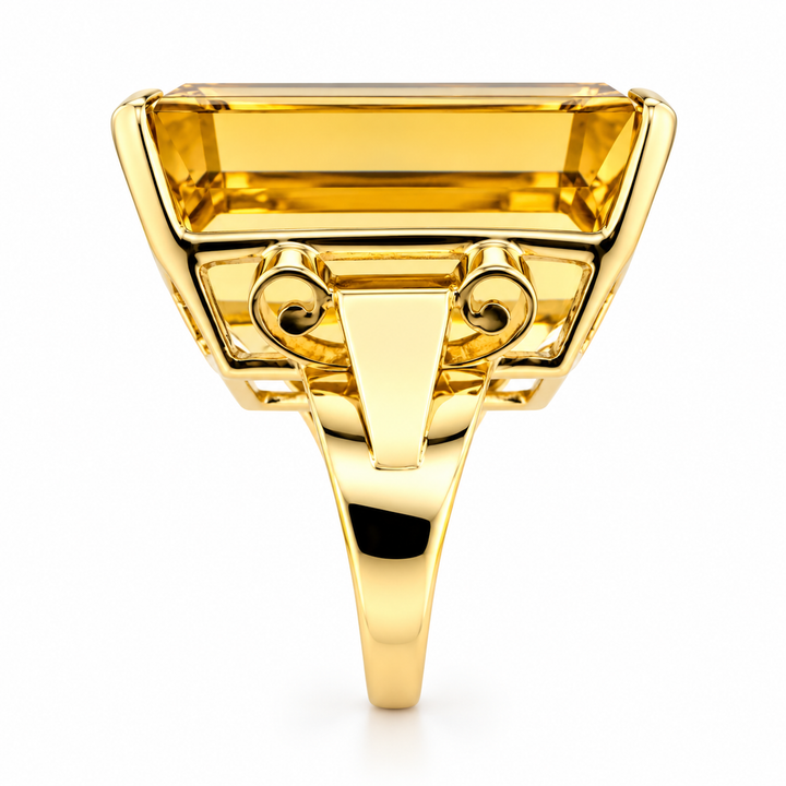14K Yellow Gold Citrine Statement Ring ~ 80 Ct
