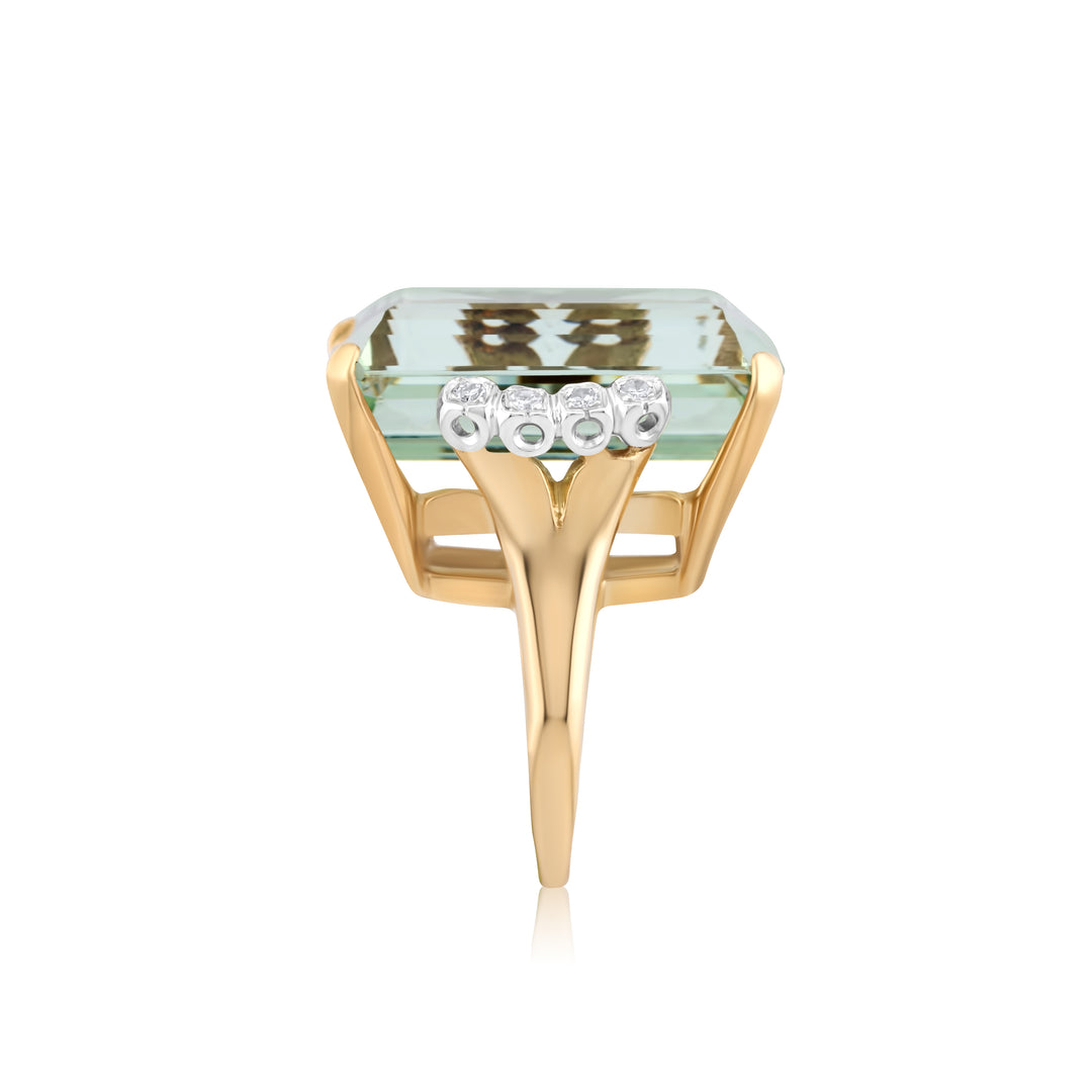 14K Yellow Gold Diamond & Topaz Showpiece Ring 50 Ct