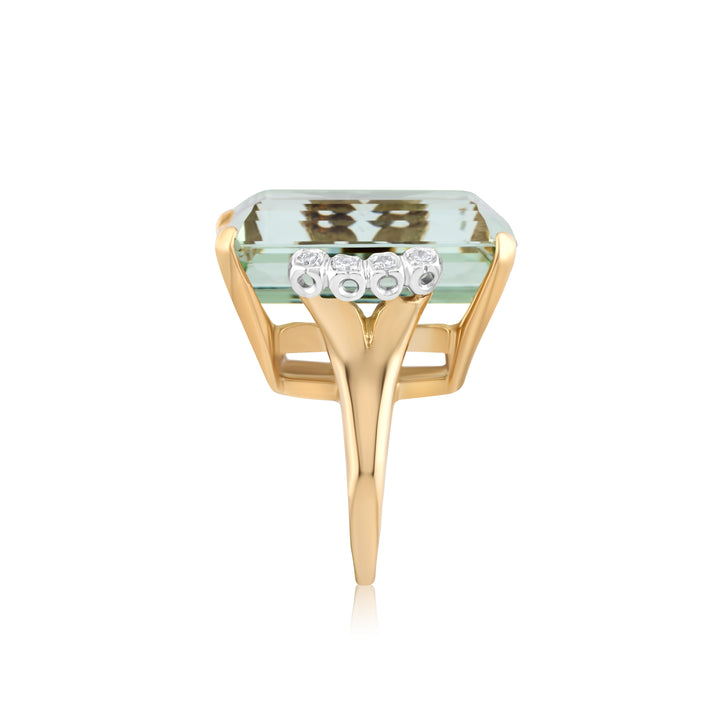 14K Yellow Gold Diamond & Topaz Showpiece Ring 50 Ct