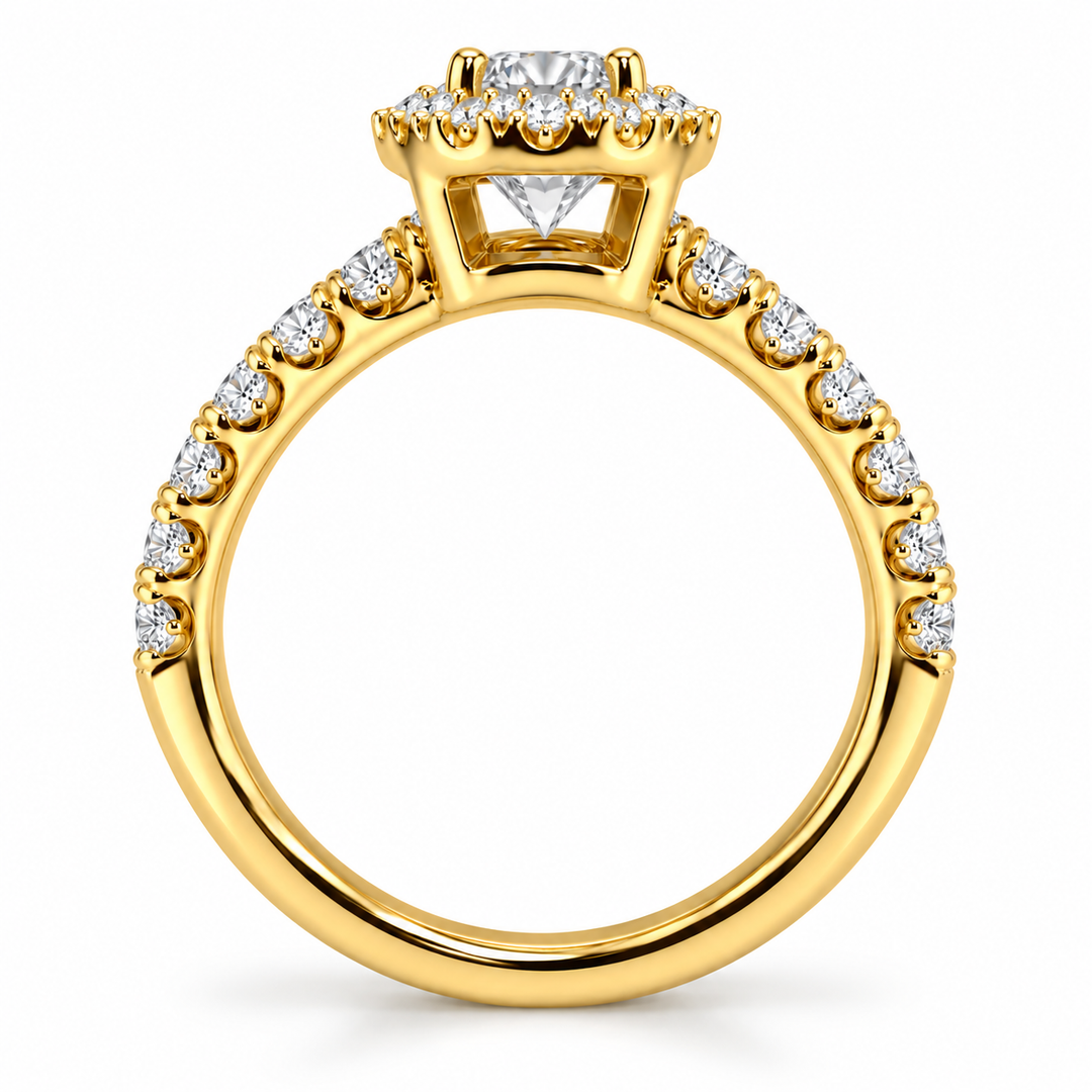 18K Yellow Gold Diamond Engagement Ring ~ 3/4 Ct