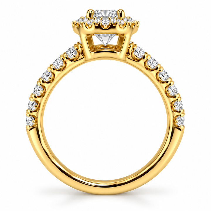 18K Yellow Gold Diamond Engagement Ring ~ 3/4 Ct