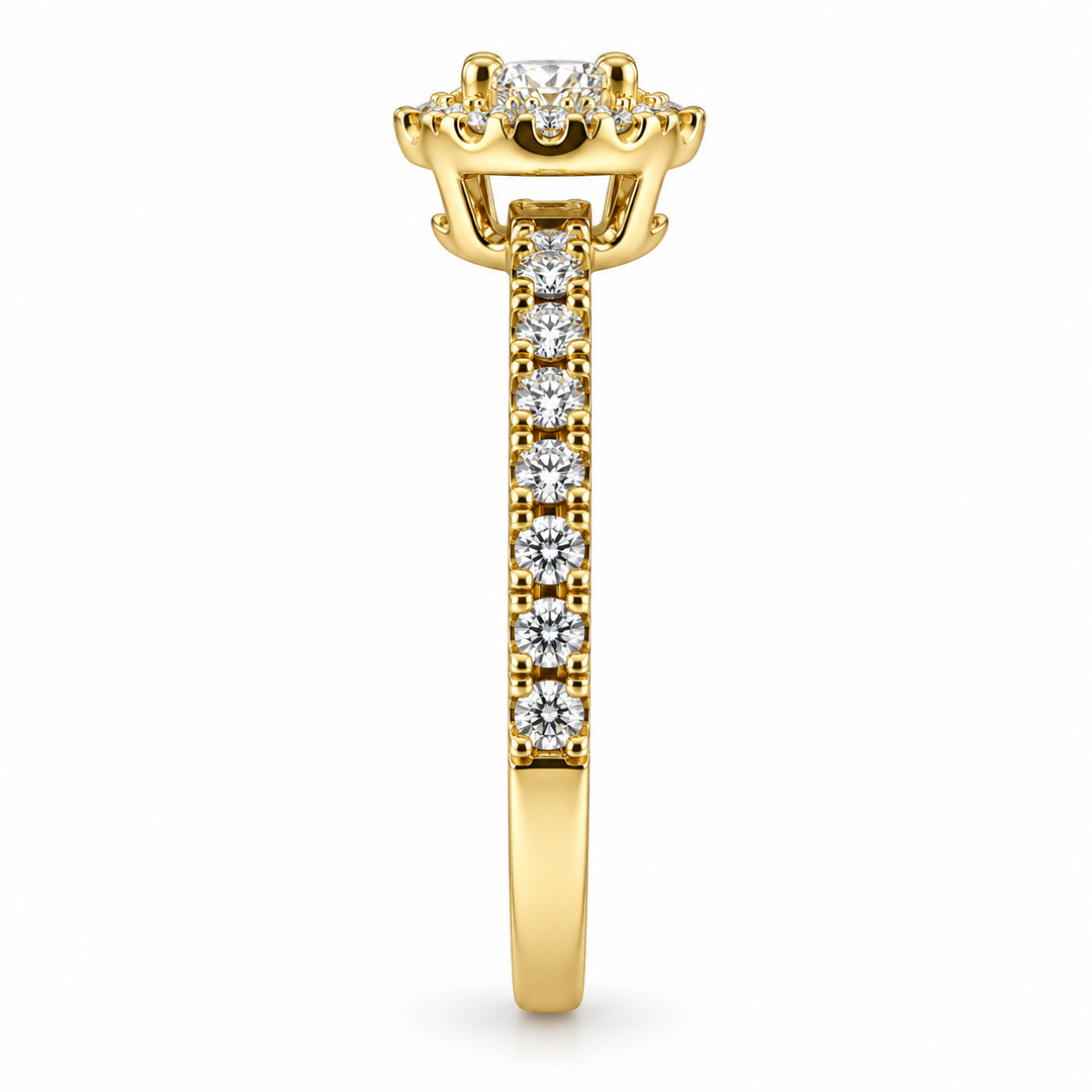 18K Yellow Gold Diamond Engagement Ring ~ 3/4 Ct