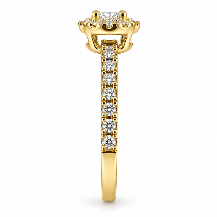 18K Yellow Gold Diamond Engagement Ring ~ 3/4 Ct