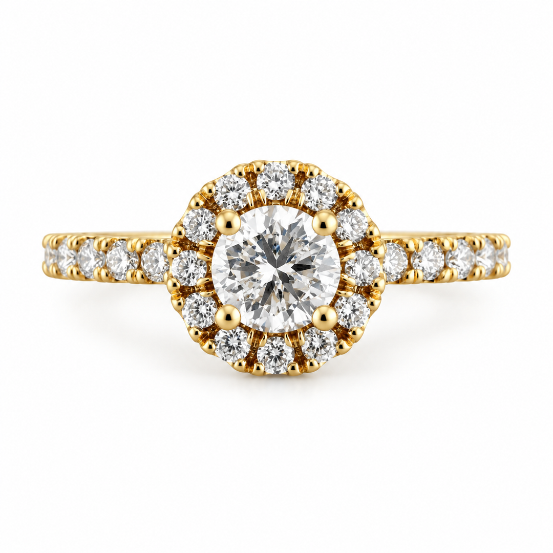 18K Yellow Gold Diamond Engagement Ring ~ 3/4 Ct