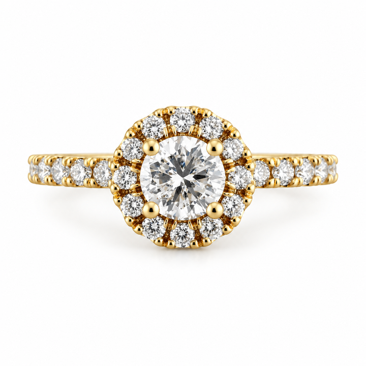 18K Yellow Gold Diamond Engagement Ring ~ 3/4 Ct
