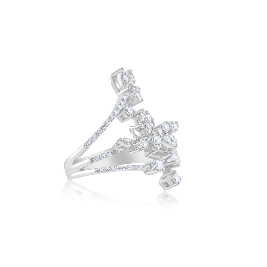 14K White Gold Diamond Cocktail Bypass Ring ~ 1 ¼ Ct