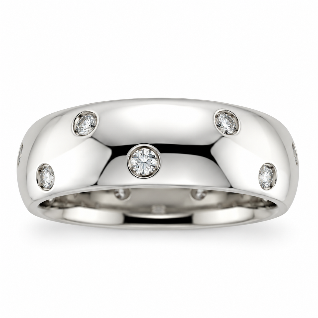 18K White Gold Diamond Wide Eternity Band ~ ¼ Ct