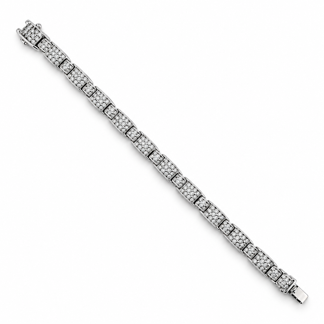 14K White Gold Diamond Link Bracelet ~ 9 Ct