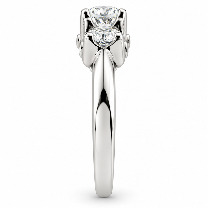 14K White Gold Three-Stone Diamond Ring ~ 1 ½ Ct