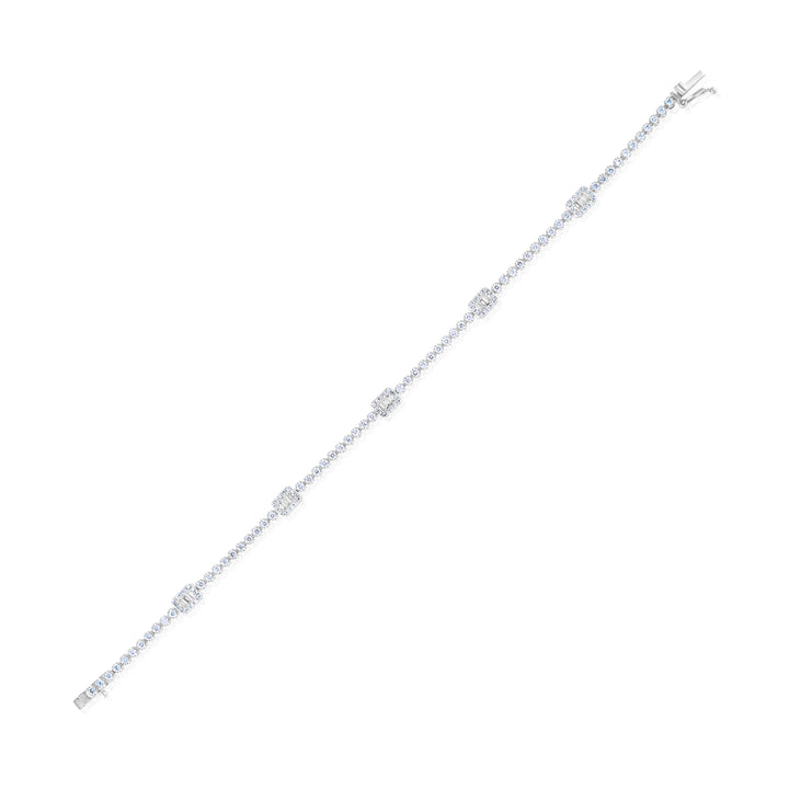 14K White Gold Diamond Baguette Accent Bracelet ~ 1 ½ Ct