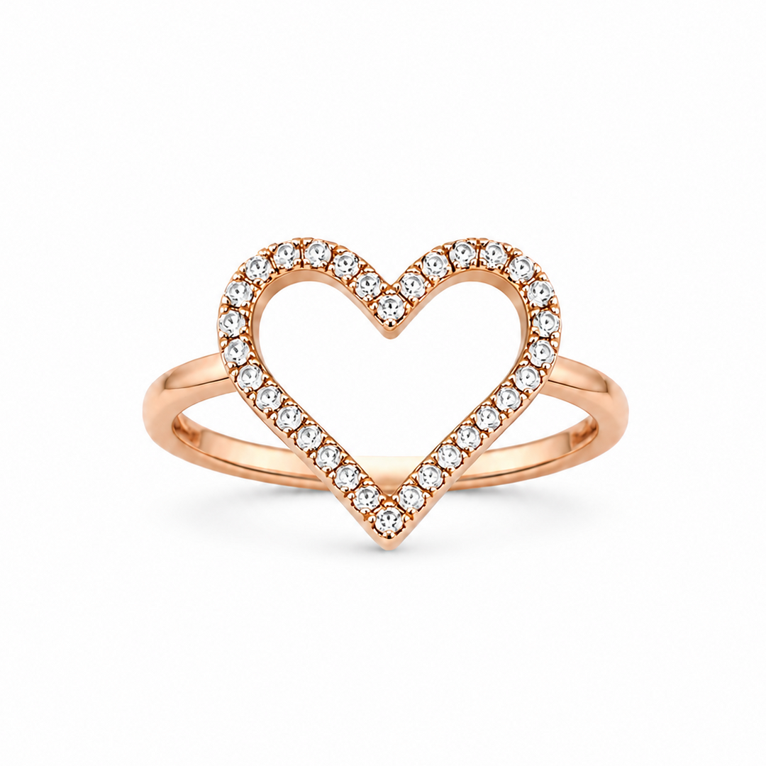 14K Rose Gold Diamond Heart Ring ~ 1/5 Ct