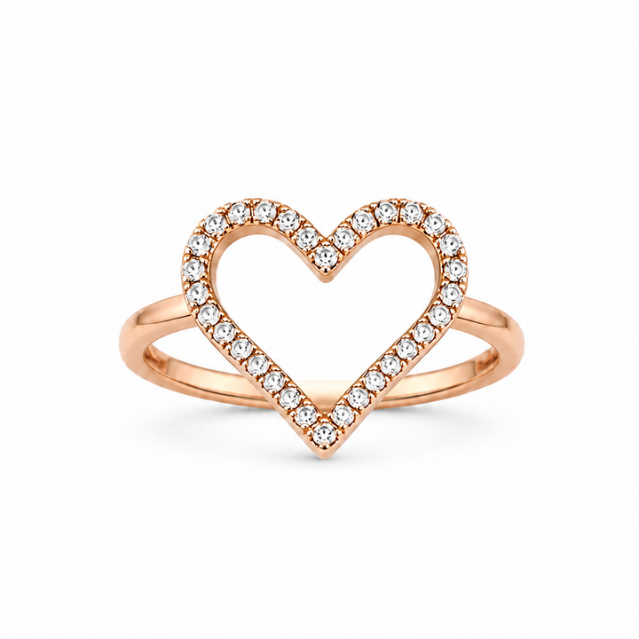 14K Rose Gold Diamond Heart Ring ~ 1/5 Ct